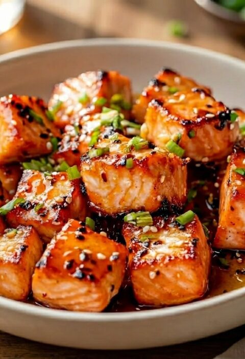 Honey Garlic Salmon Bites Recipe