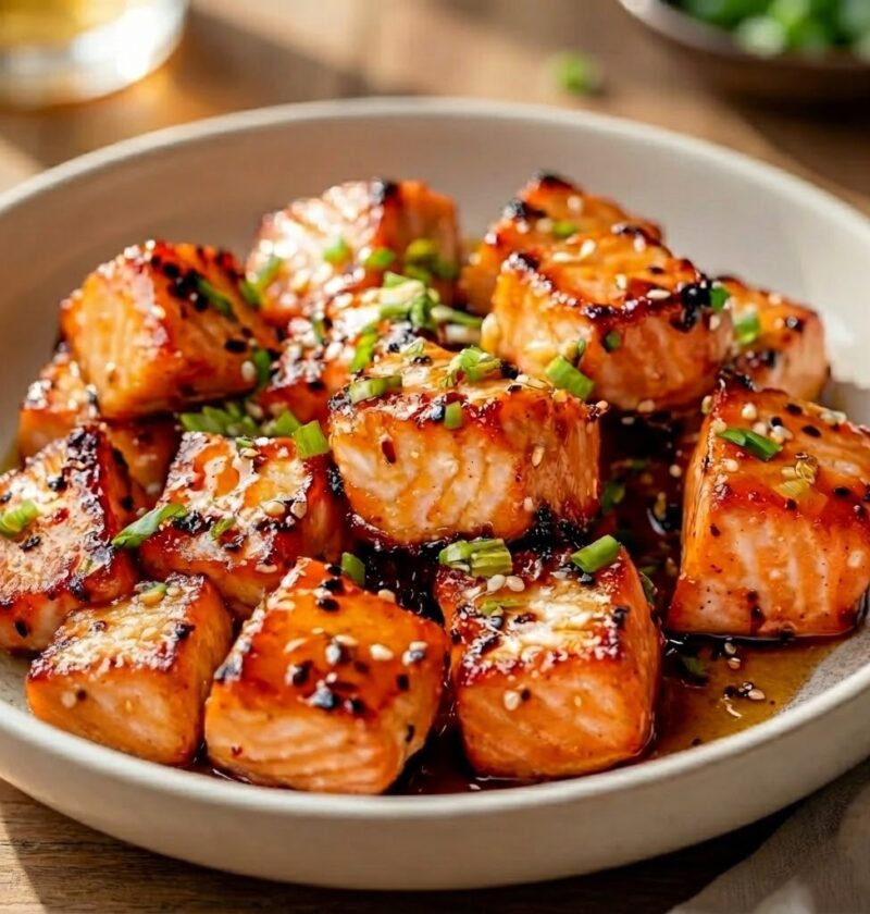 Honey Garlic Salmon Bites Recipe