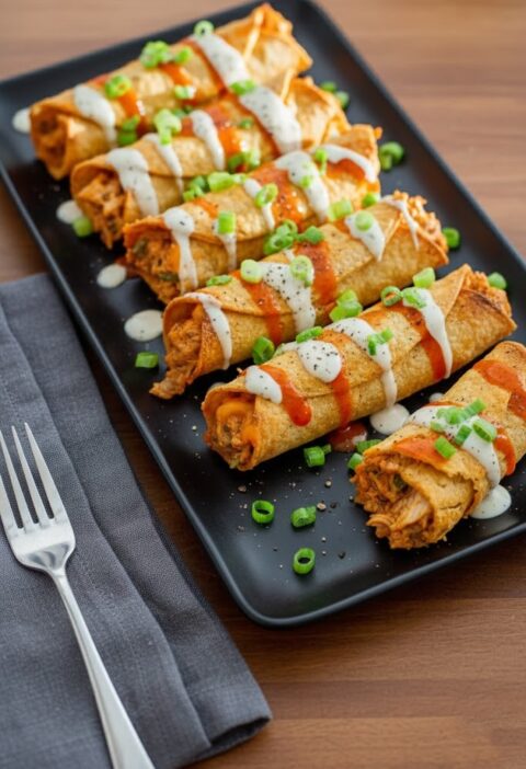 High Protein Buffalo Chicken Taquitos