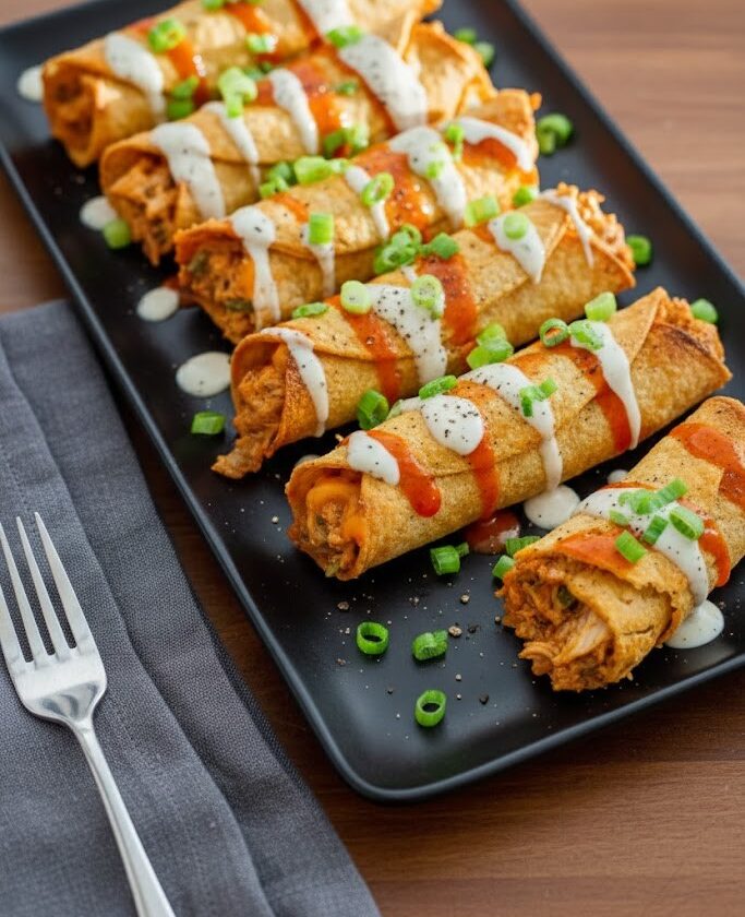 High Protein Buffalo Chicken Taquitos