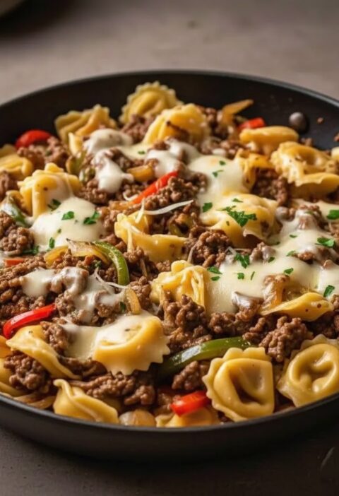 Philly Cheesesteak Tortellini Pasta