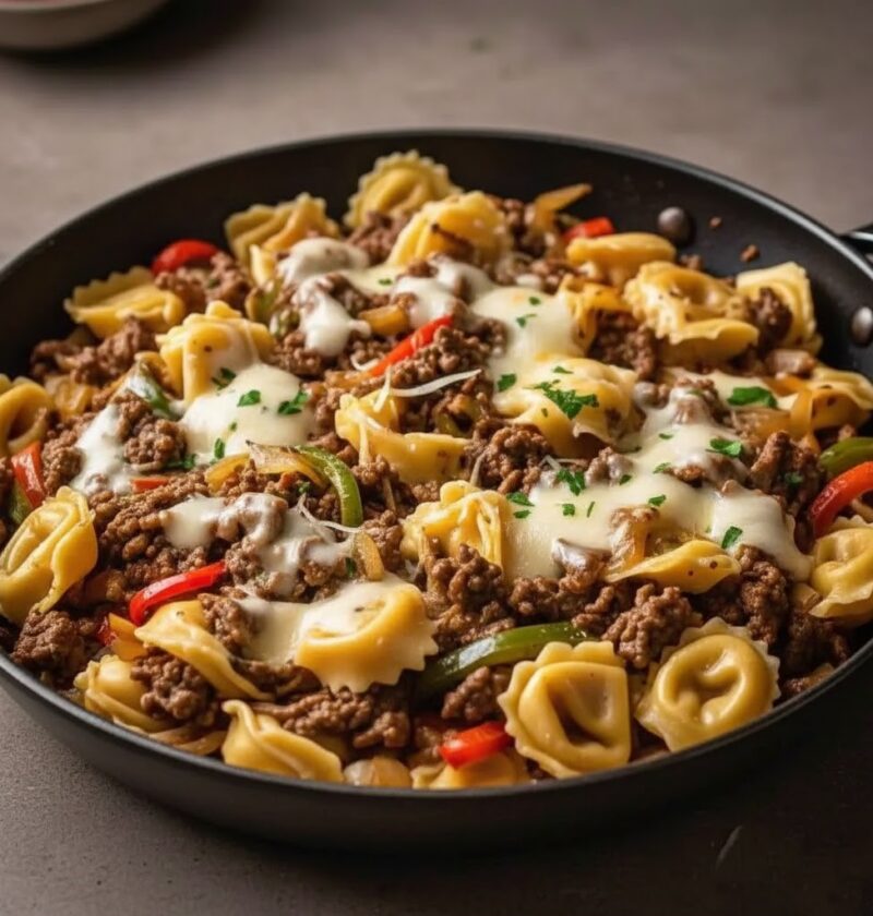 Philly Cheesesteak Tortellini Pasta