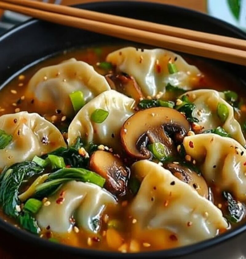 Potsticker Soup With Mushrooms & Bok Choy