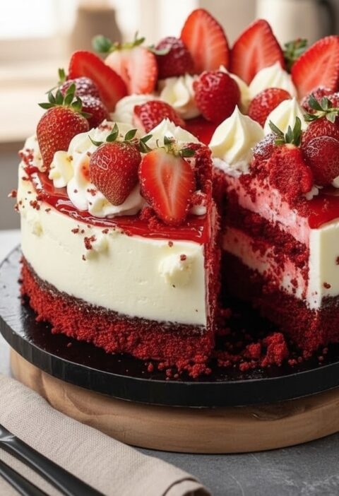 Red Velvet Strawberry Cheesecake Recipe