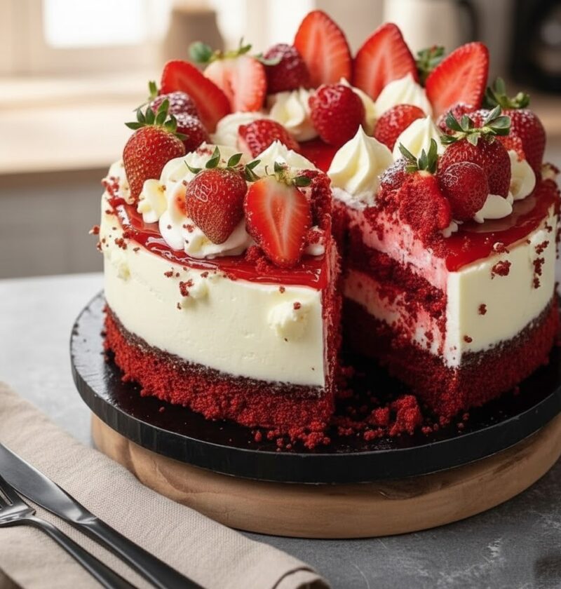 Red Velvet Strawberry Cheesecake Recipe