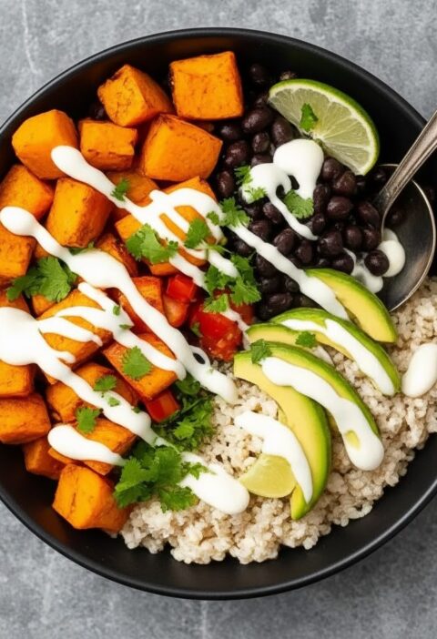 Roasted Sweet Potato & Black Bean Burrito Bowls Recipe