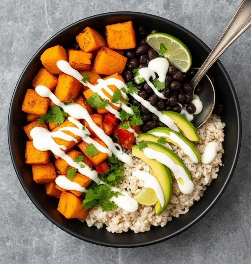 Roasted Sweet Potato & Black Bean Burrito Bowls Recipe