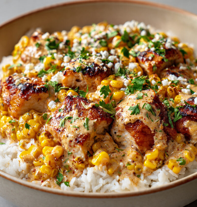 Street Corn Chicken Rice Bowl