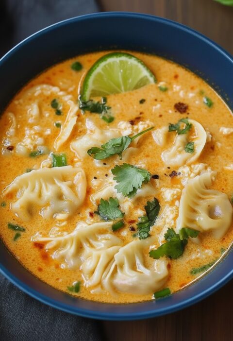 Thai Coconut Curry Dumpling Soup